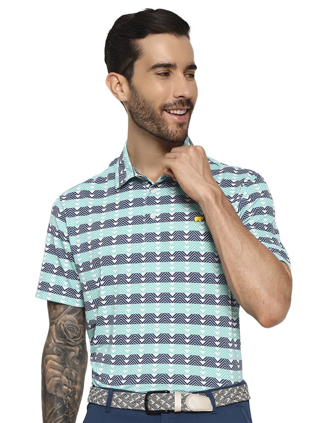 JACK NICKLAUS Men Abstract Printed Polo Collar T-shirt