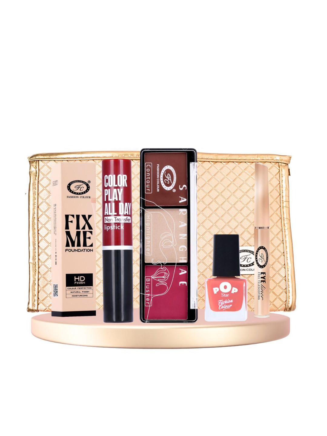 Fashion Colour Pack of 5 Makeup Gift Set Combo with Free Pouch - Combo 2