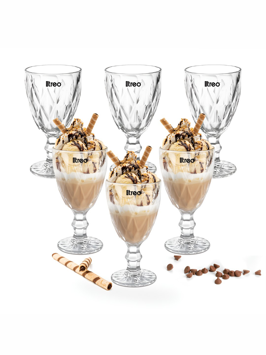 Treo Regalia Goblet 300 ml Each Dessert Bowls, Easy scooping Ideal for ice Cream Set of 6
