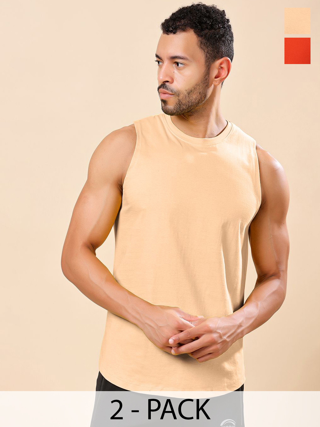 Friskers Pack Of 2 Pure Cotton Round Neck Gym Vests 230725AE-08-32