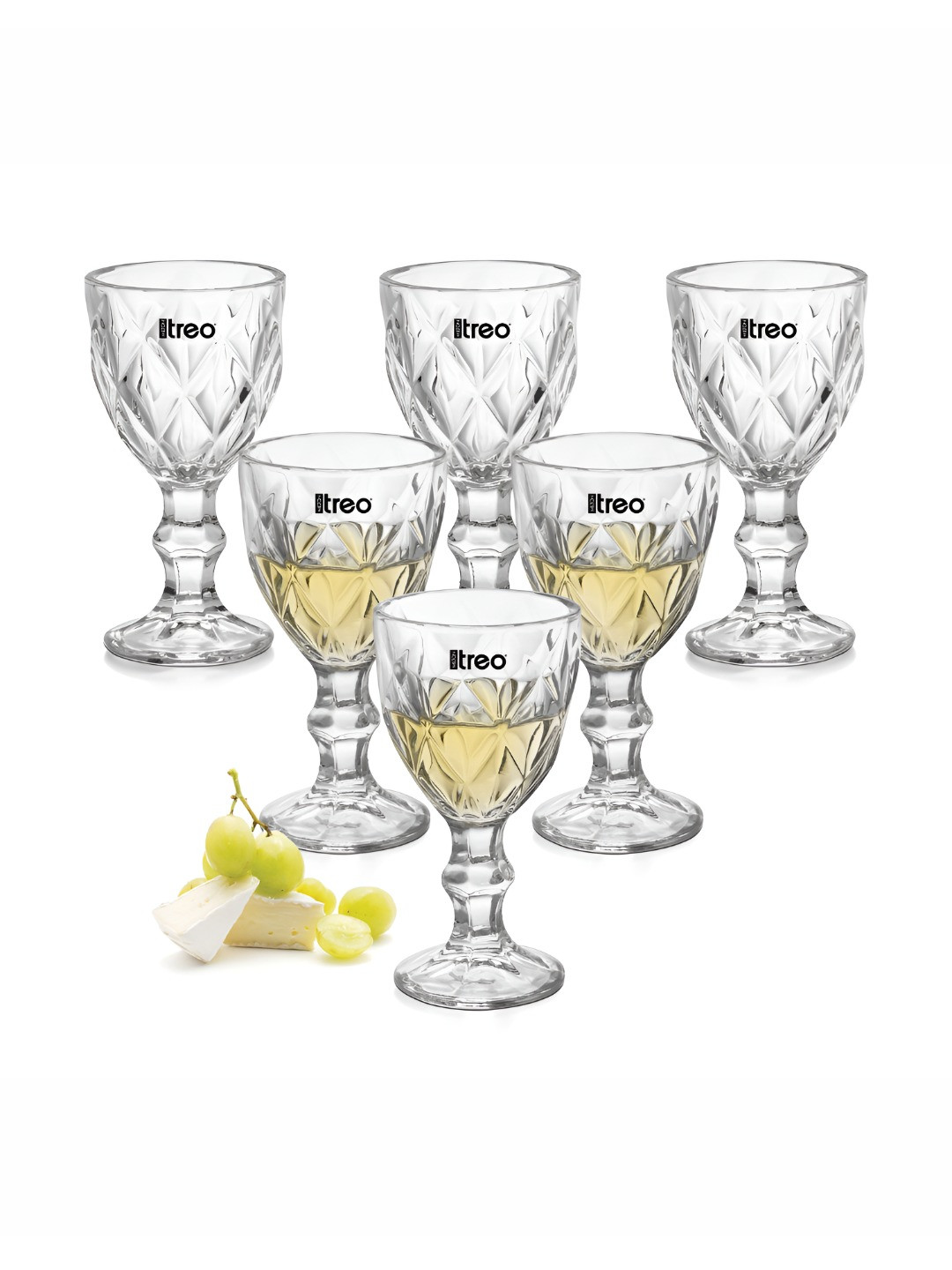Treo Regalia Shot Glasses Set of 6, (65 ml)Each, Elegant Fluted mini Glasses