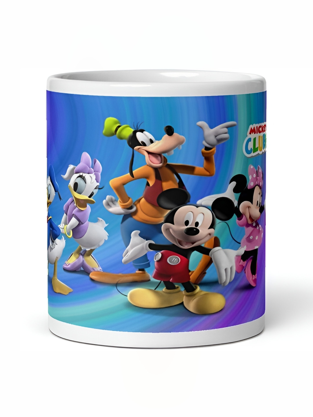 Mr UVD White & Blue Cartoon Characters Printed Ceramic Mug 350 ml