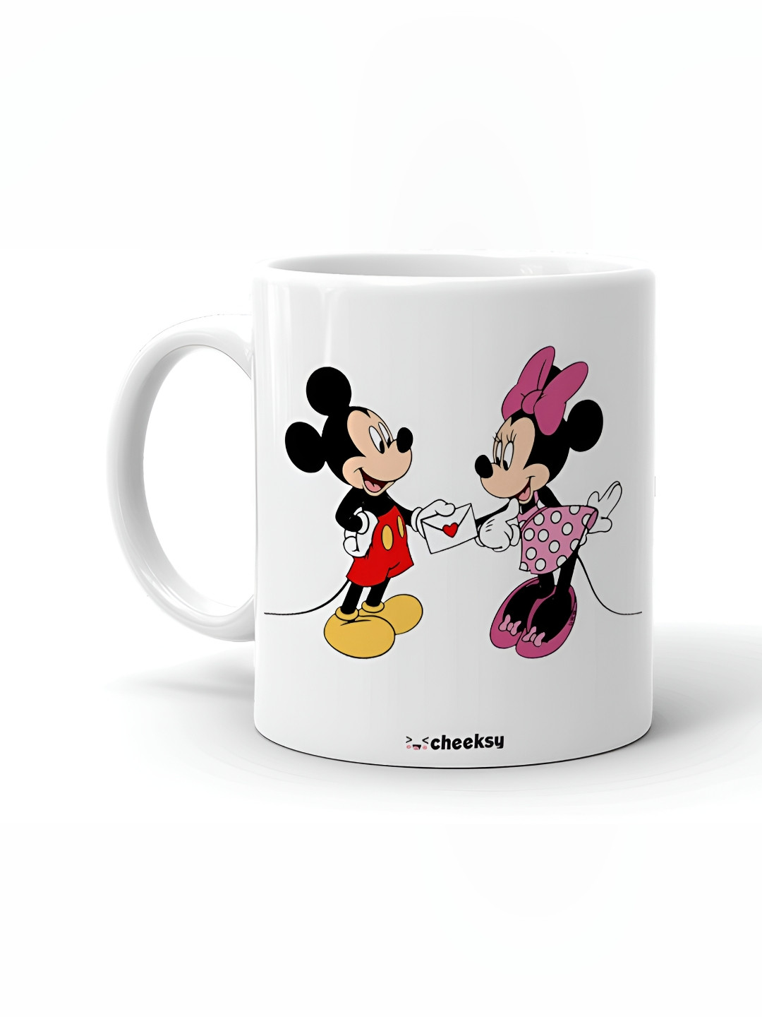 Mr UVD White & Red Mickey & Minnie Printed Ceramic Mug 350ml