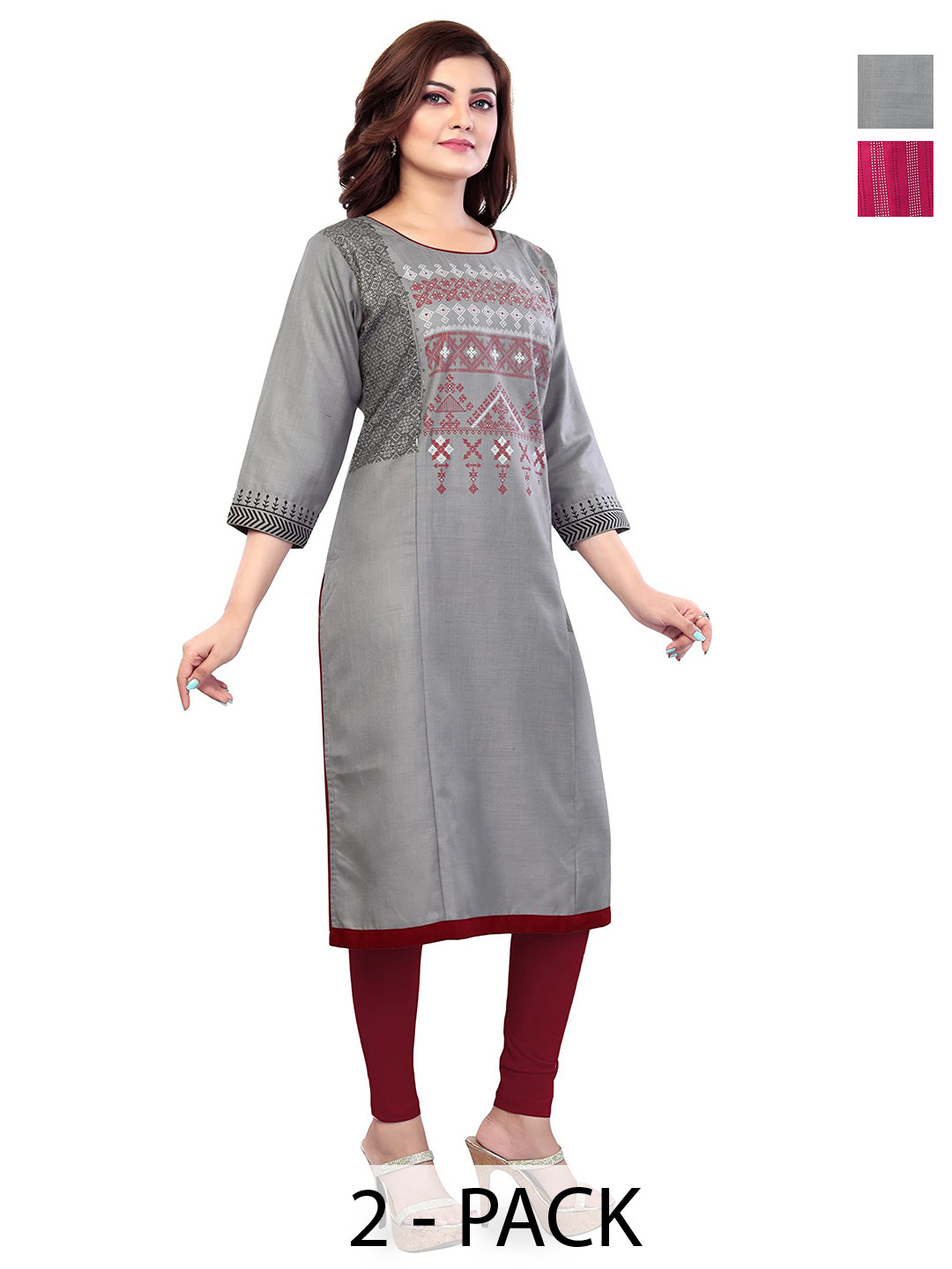 B2F Manufacturing & Designing Kurti Women Pack Of 2 Cotton Mirror Work Maternity Kurta