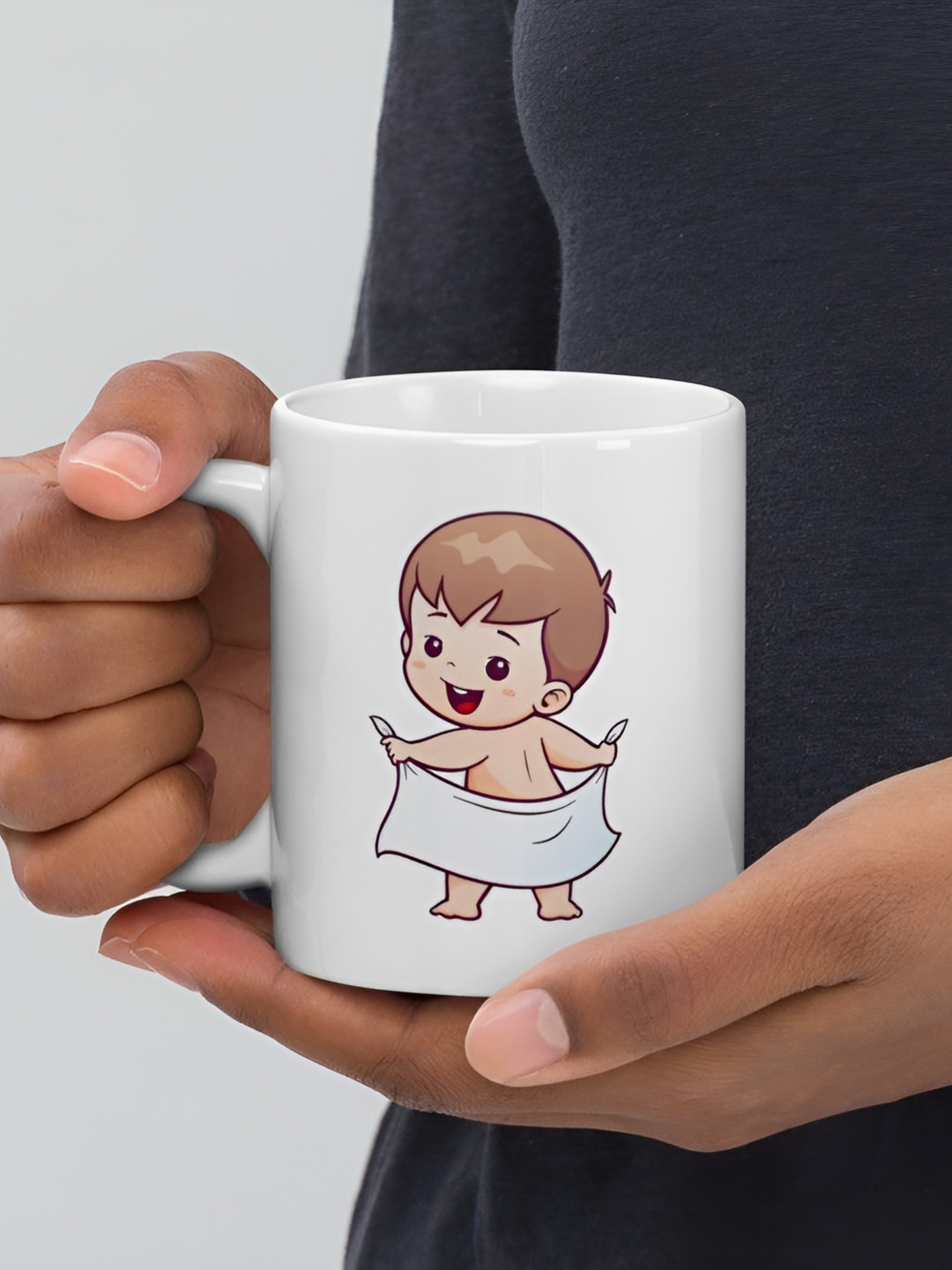 Mr UVD White & Brown Graphic Printed Ceramic Matte Mug 350 ml