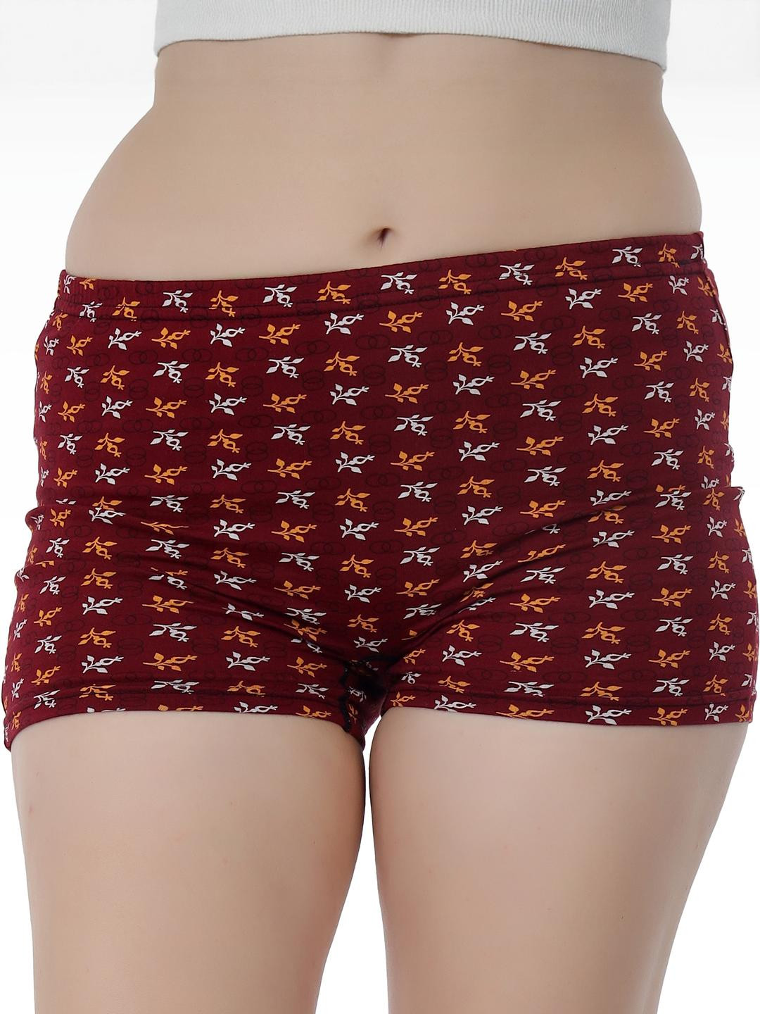 Womens Cotton Printed Mid Rise Boy Short Panty - SN3863