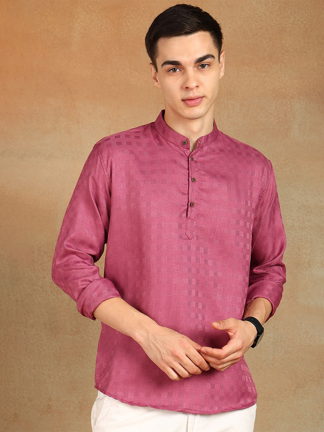 FUBAR Men Geometric Printed Daily Straight Short Kurta