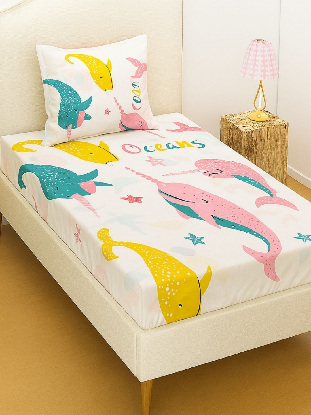 INDHOME LIFE Printed 220 TC Cotton Single Bedsheet with 1 Pillow Cover-60 x 90 inches