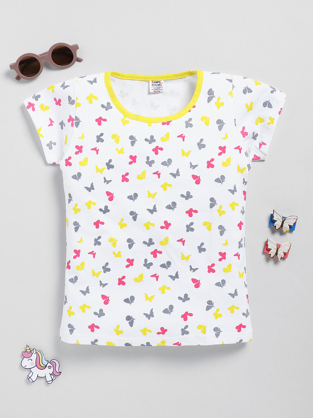 Here&Now X Game Begins Girls Butterfly Printed T-shirt