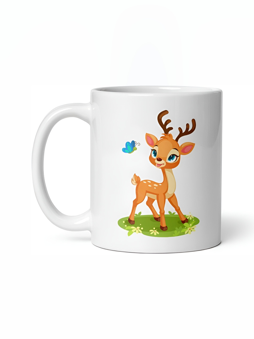 Mr UVD White & Yellow Deer Printed Ceramic Mug 350ml