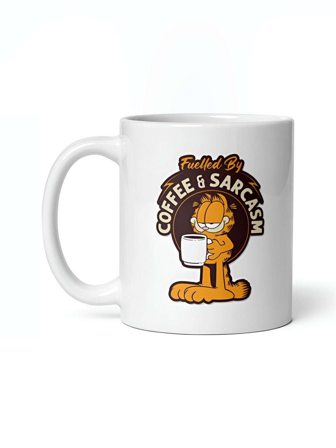 Mr UVD White & Orange Graphic Printed Glossy Ceramic Cup - 350 ml