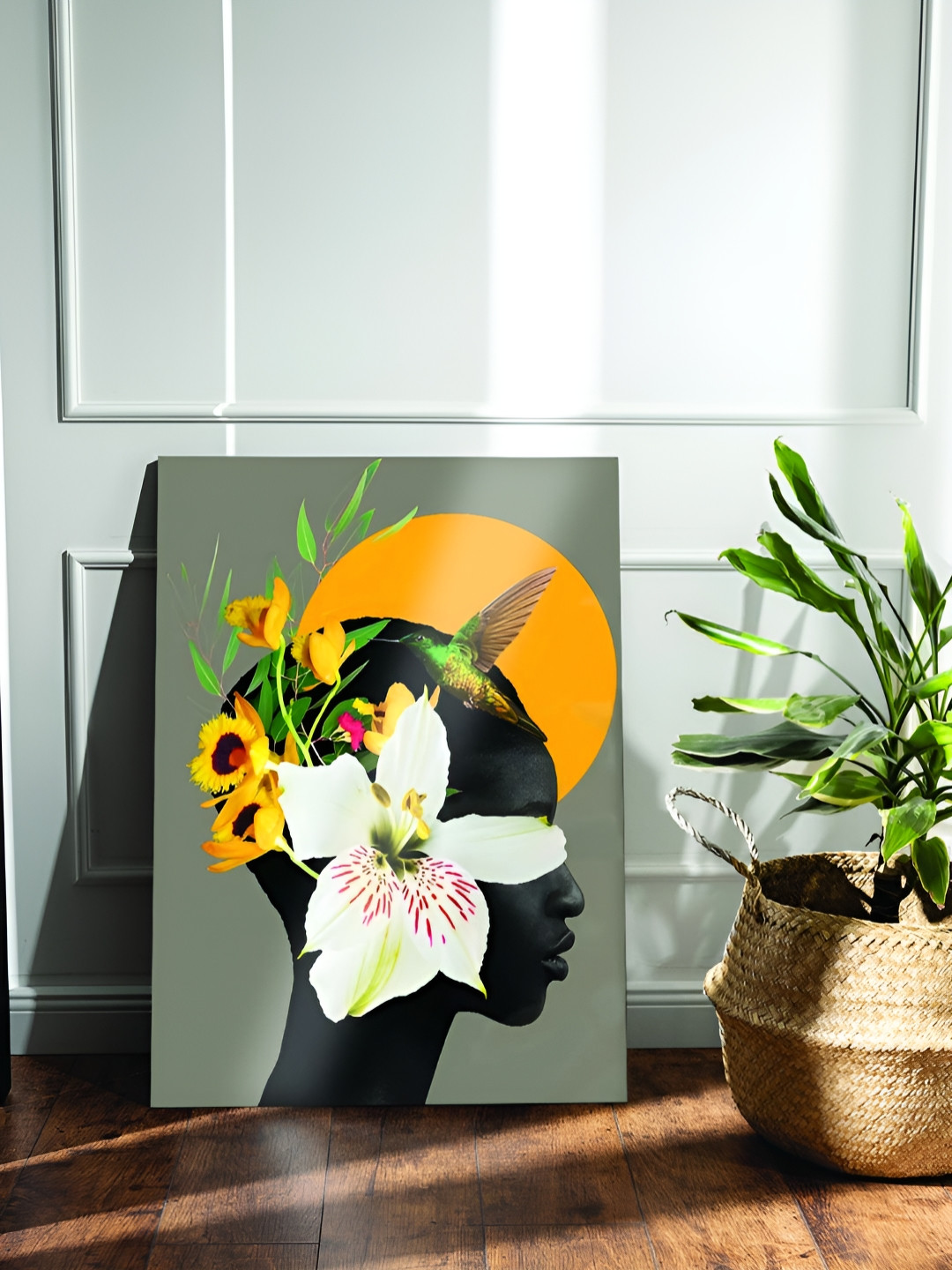 Myntra Elegant Homes Canvas Painting Floral Back Girl Art