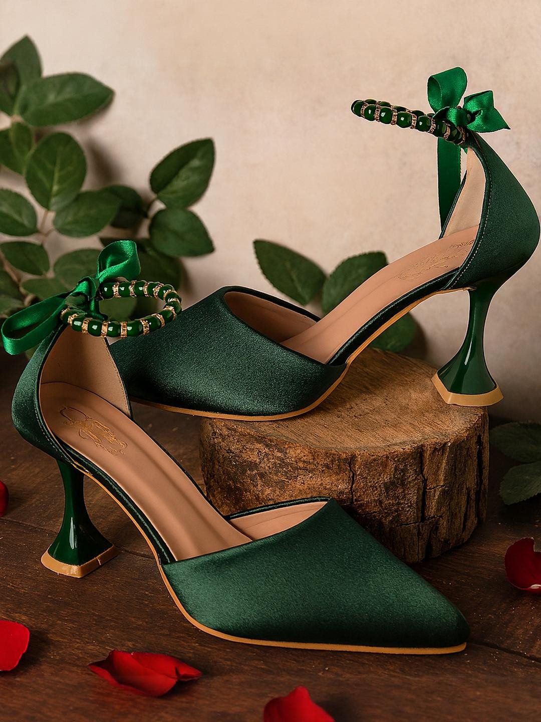 HM9 YS6 Green Block Round Toe Round Toe Heel Sandals