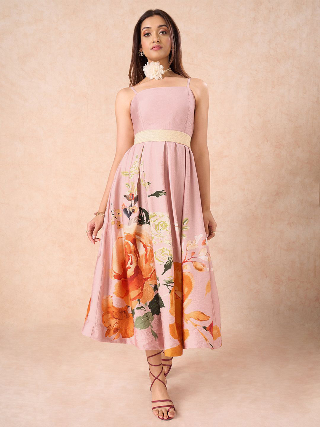 Marigold Lane Women Floral Printed Fit & Flare Midi Dress