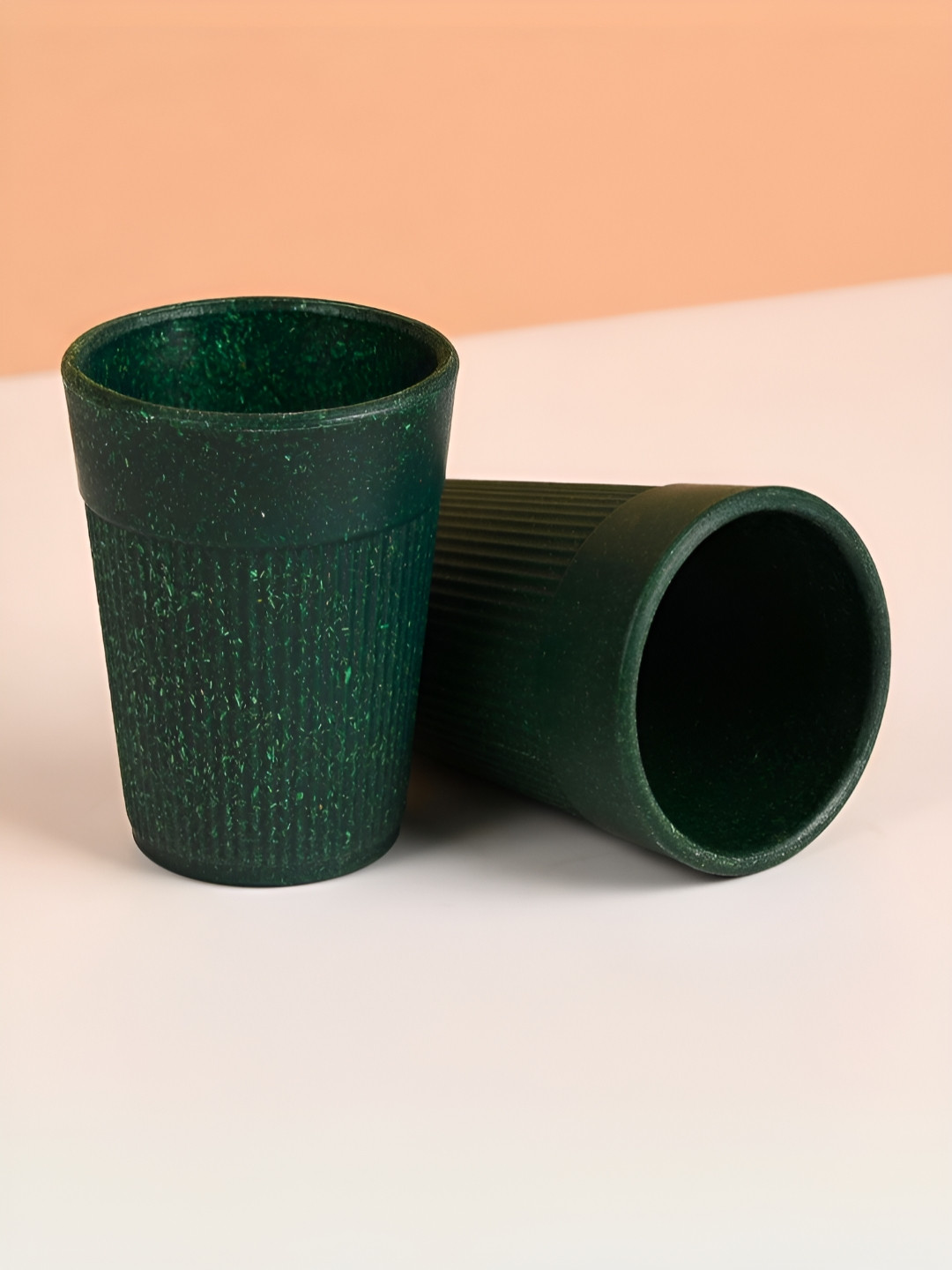 eha Green 2 Pieces Striped Matte Cups 120 ml Each