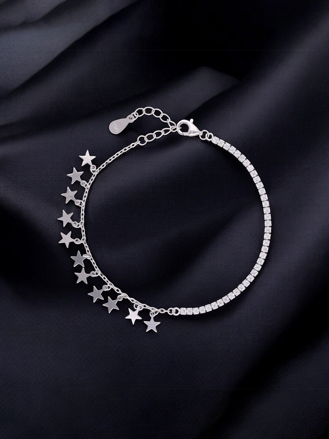Crash.Club By CKC Silver Rhodium-Plated Star Charm Wraparound Bracelet