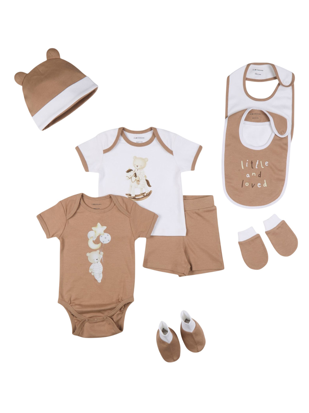 My Milestones Infant Boys 8 Pieces Baby Apparel Gift Set