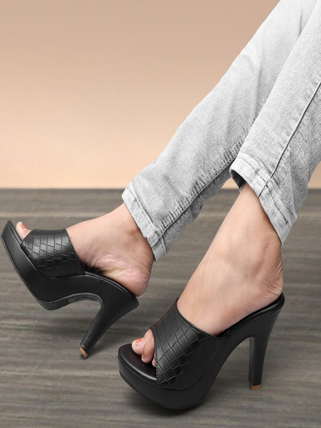 The arwah Women Black Party High-Top Stiletto Heels
