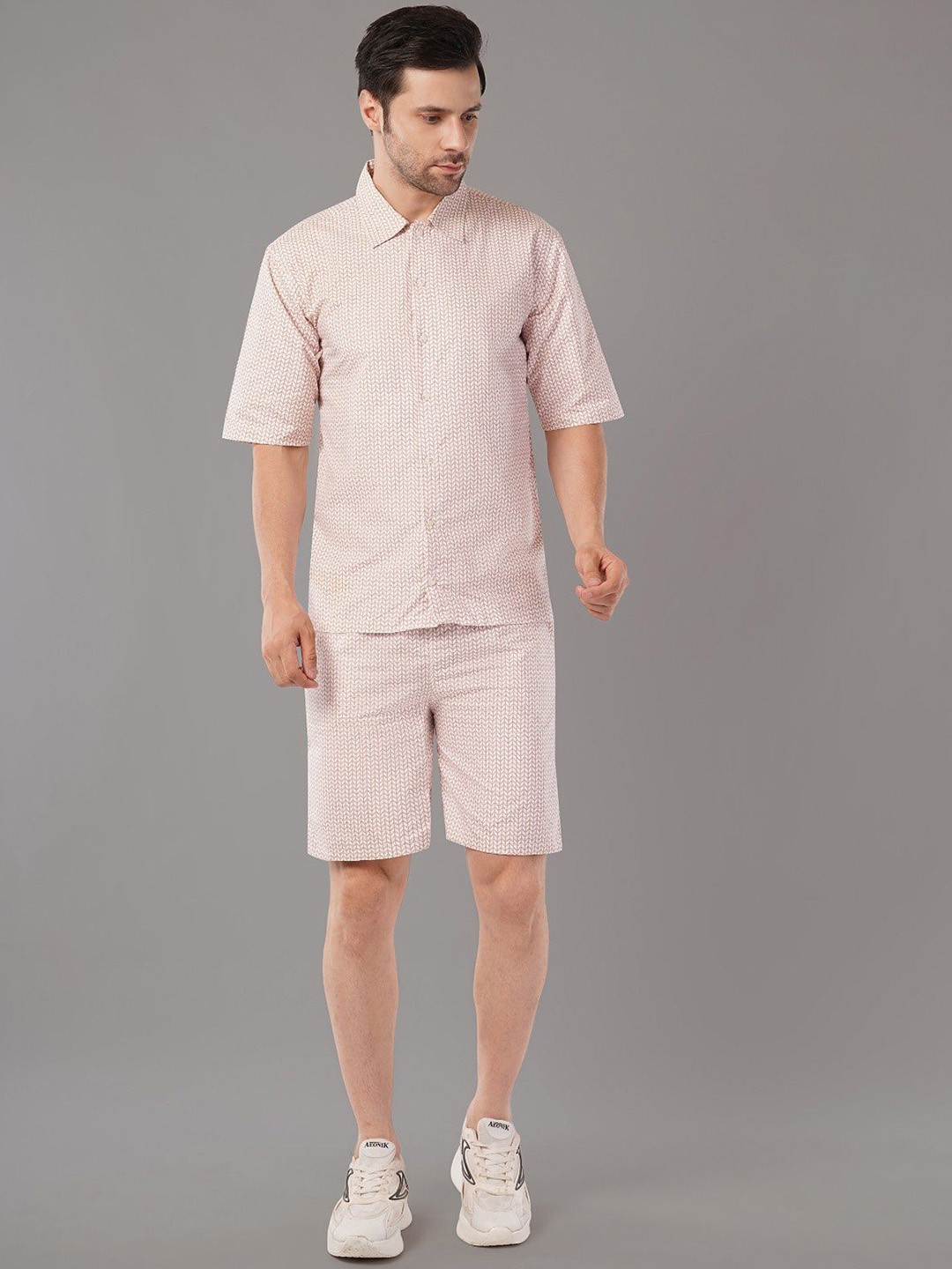 Adore  Wear Men Printed Shirt Collar Shirt With Shorts Co-Ords