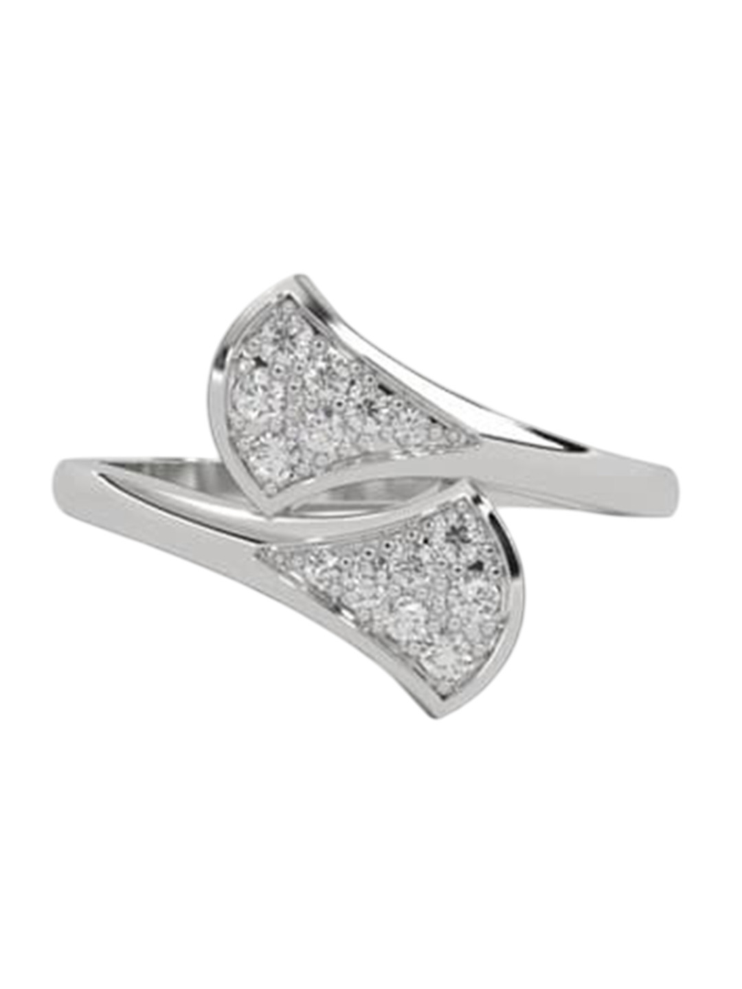DressBerry 925 Silver Platinum Plated Cubic Zirconia Studded Cocktail Finger Ring