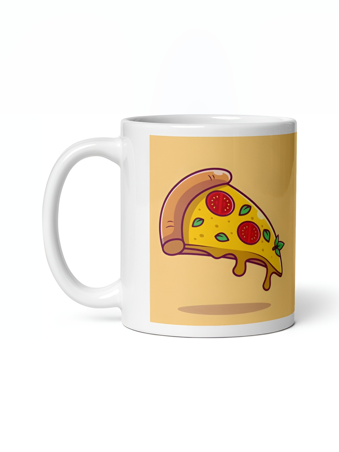 Mr UVD White & Yellow Pizza Slice Printed Ceramic Matte Mug 350ml