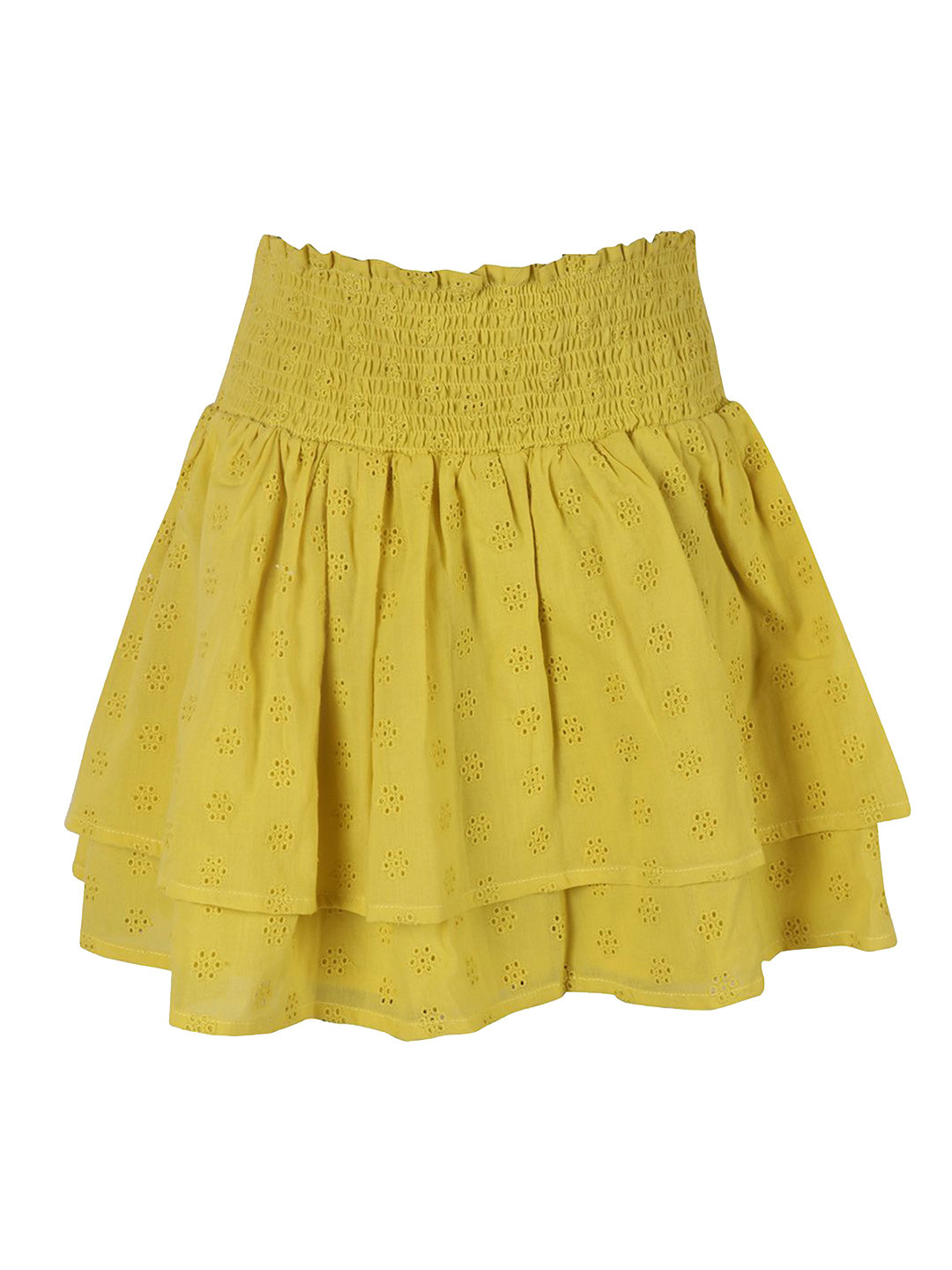 ShopperTree Girls Self-Design Cotton Tiered Knee Length Skirt