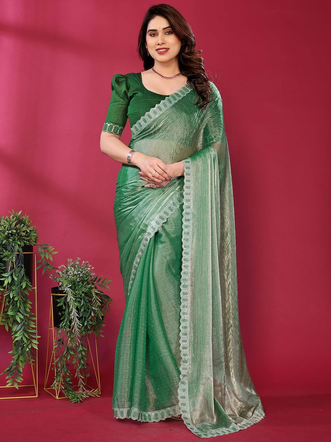 Moda Rapido Moda Rapido Stunning Jimmy Choo Saree with Diamond Embroidery & Designer Lace