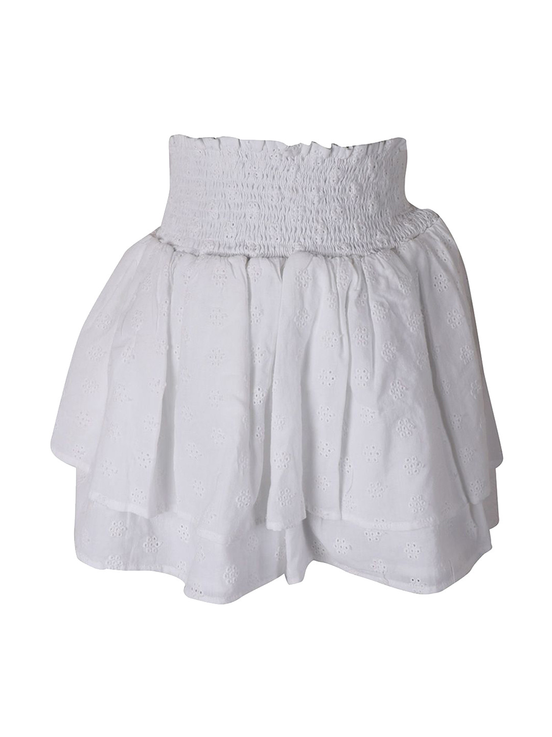 ShopperTree Girls Self Design Cotton Tiered Knee Length Skirt