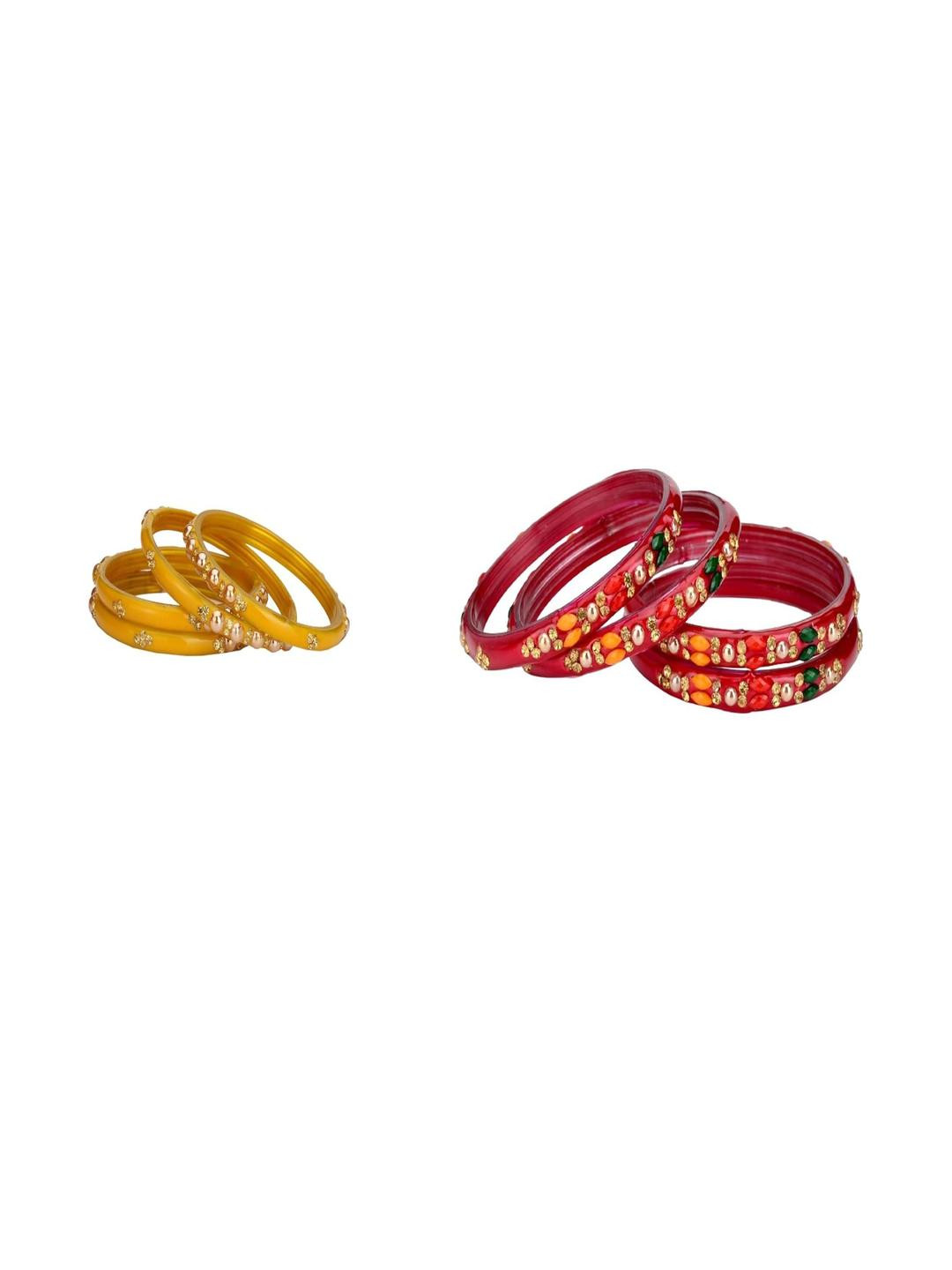 Somil Combo Bangle Set For Women | Traditional Daily Bangles | Perfect For Parties & Functions, Combo Of 2 Set, Yellow, Multicolor