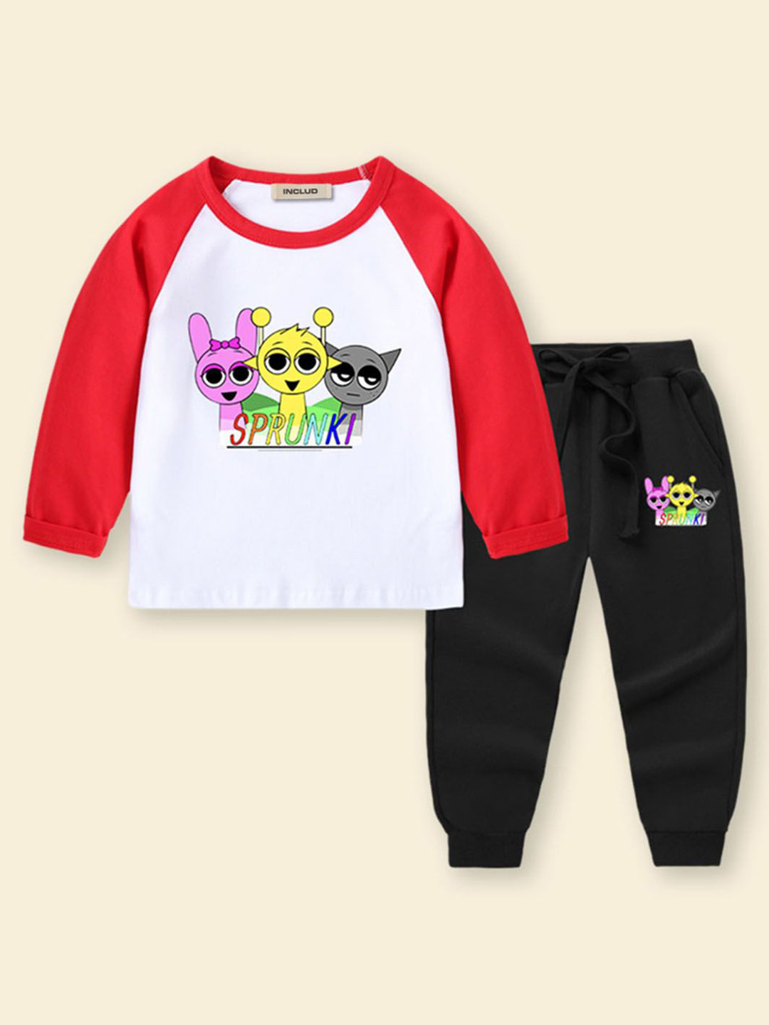 INCLUD Girls Sprunki Printed T-shirt & Jogger Set