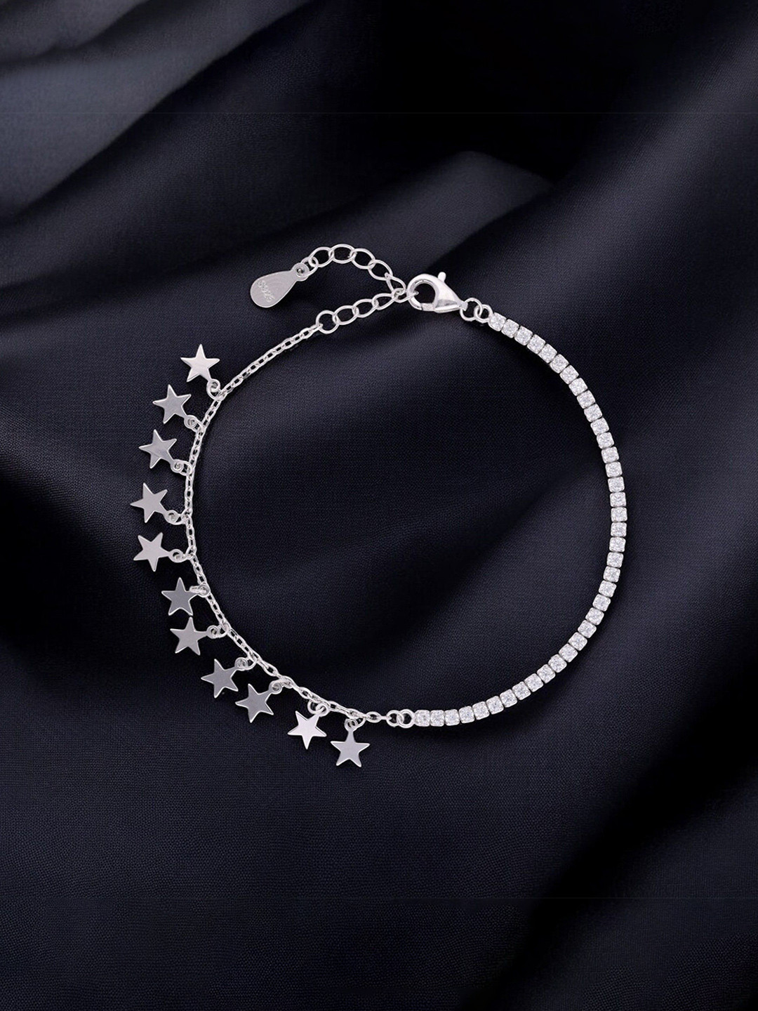 Crash.Club By CKC Rhodium-Plated Star Charm Wraparound Bracelet