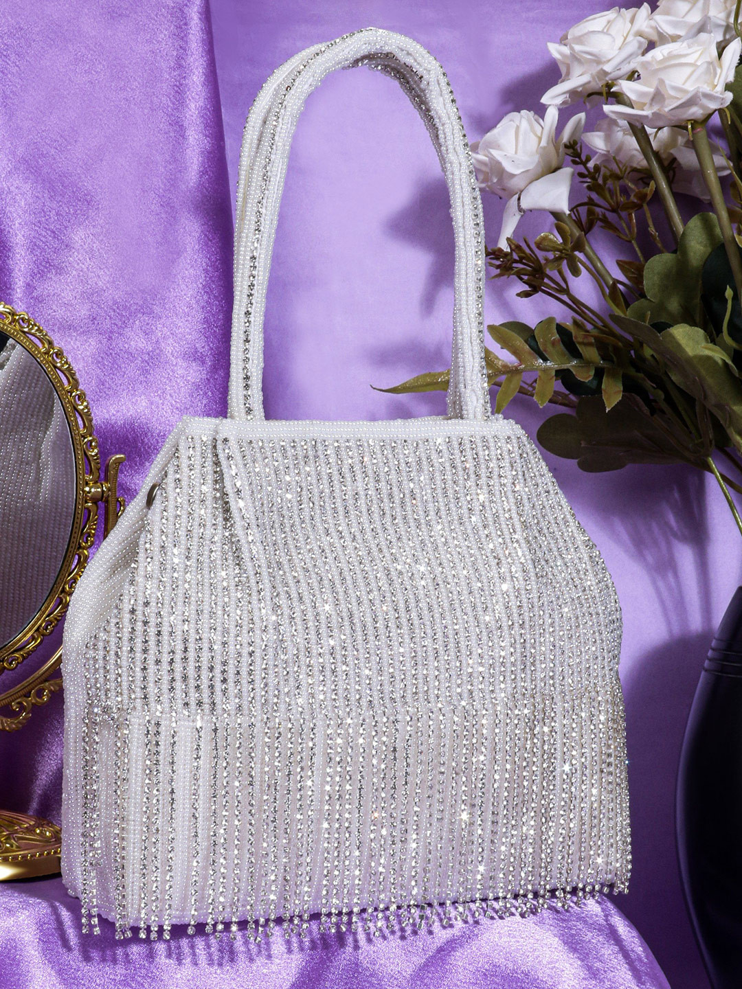 MISHA Zayra Luxe Jute Embellished Purse Clutch