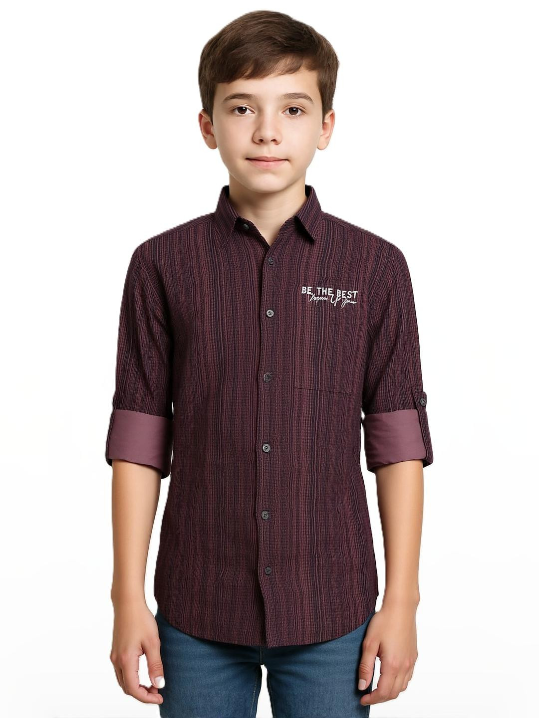 CAVIO Boys Violet Multi Stripes Casual Shirt