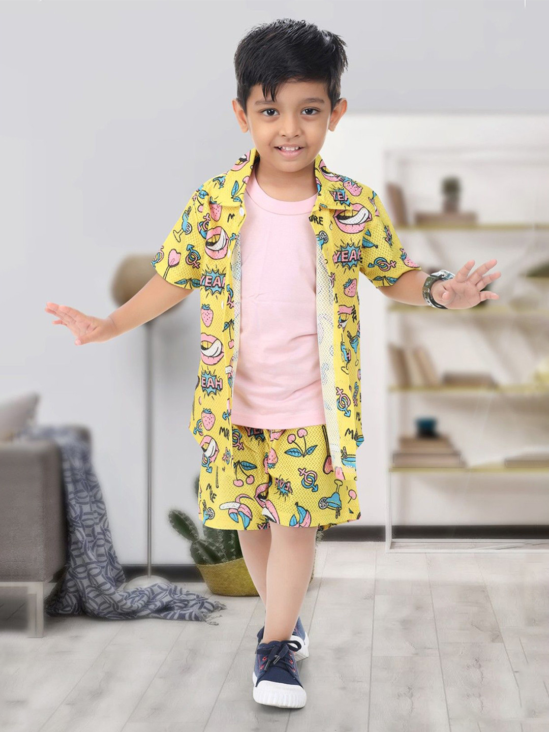 NEW GEN Boys Printed T-shirt and Shirt with Shorts