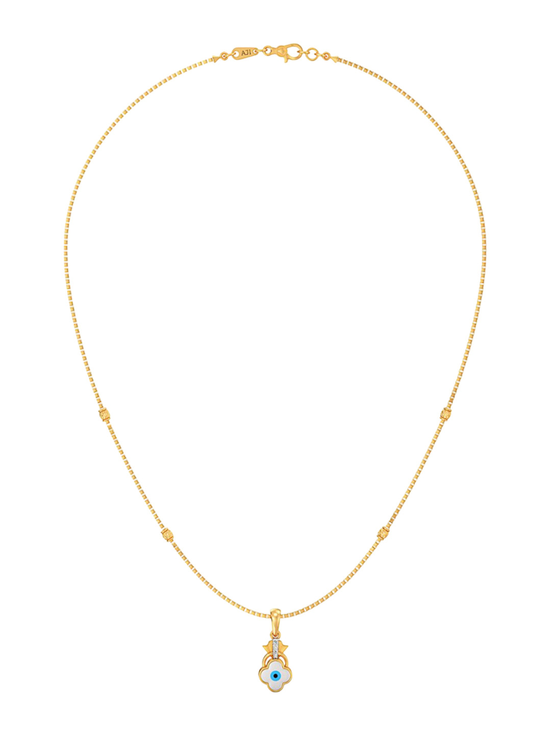 Joyalukkas 22Kt Modern Fortune Finder Evil Eye Gold Pendant With Chains