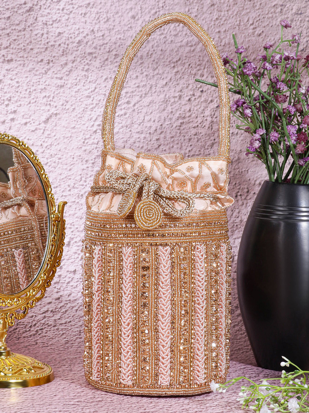 MISHA Noor Jute Embellished Potli Clutch