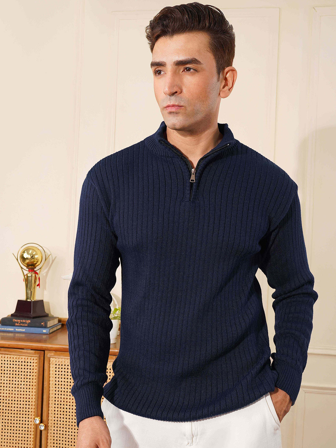 KVETOO Men Ribbed Pullover