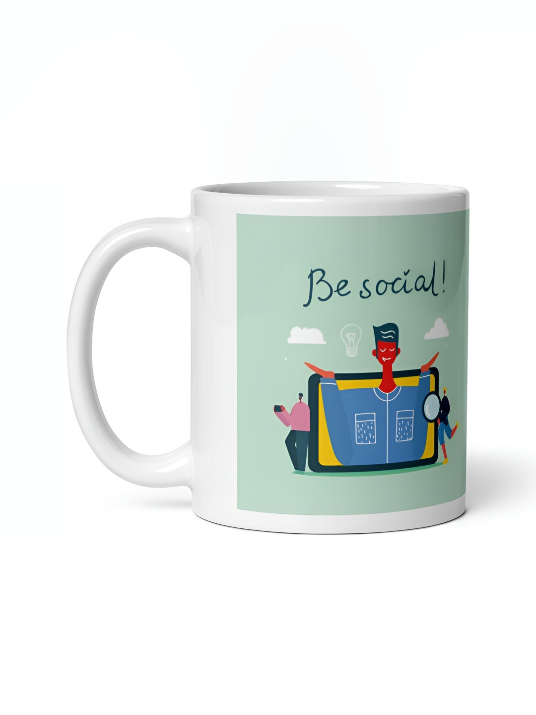 Mr UVD Green & White Graphic Printed Ceramic Glossy Mugs