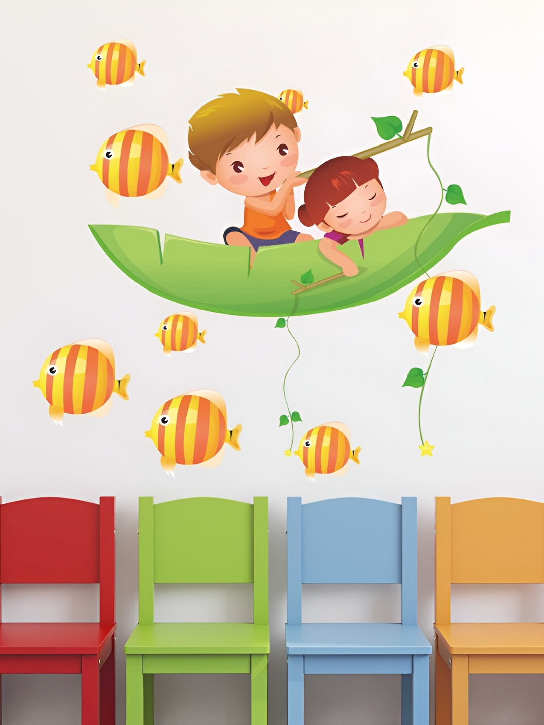 LANSTICK Baby With Fish Wall Sticker