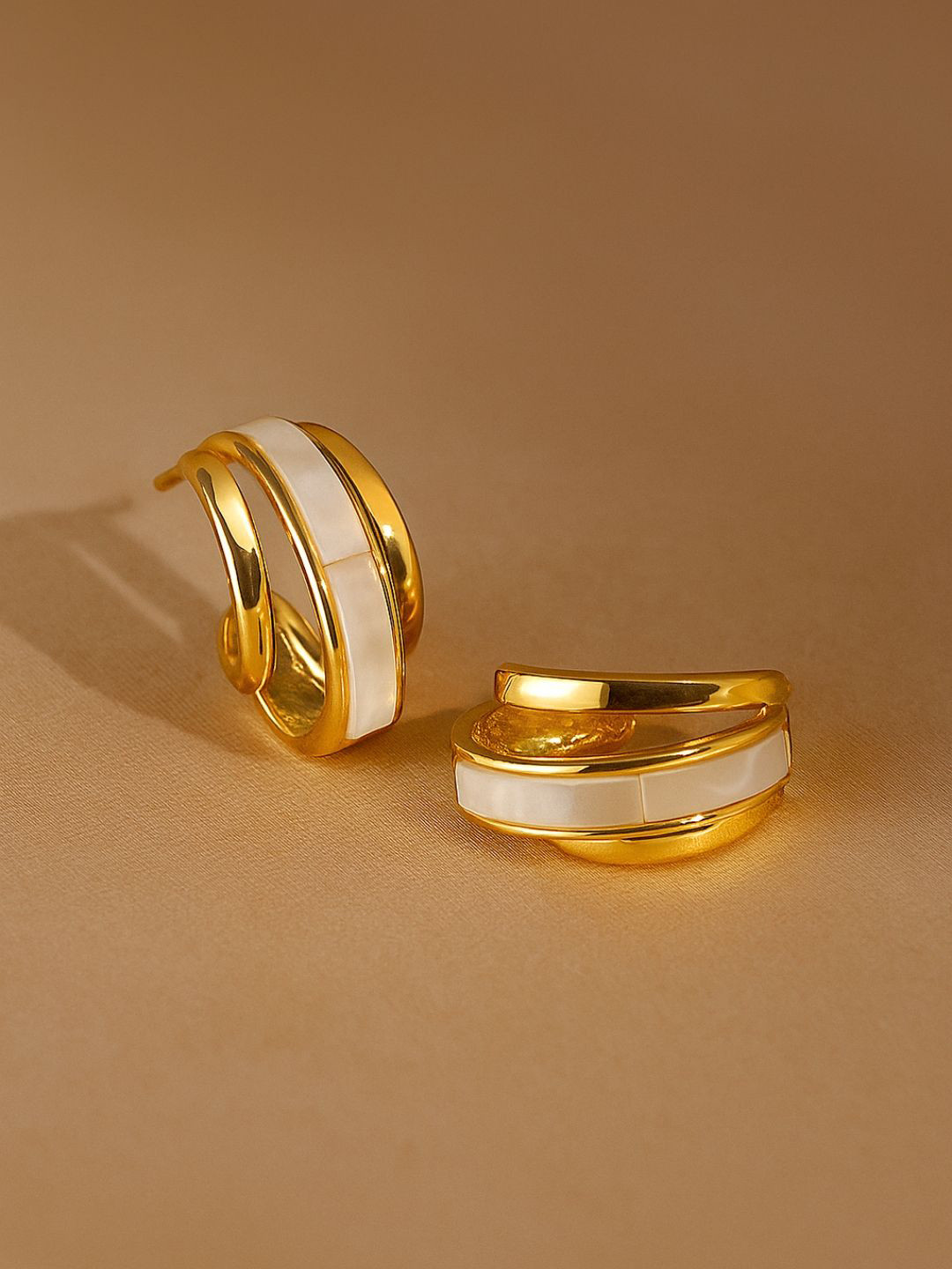 COOLWOOL Gold-Plated Korean Semi Circular Shaped Half Hoof Earrings