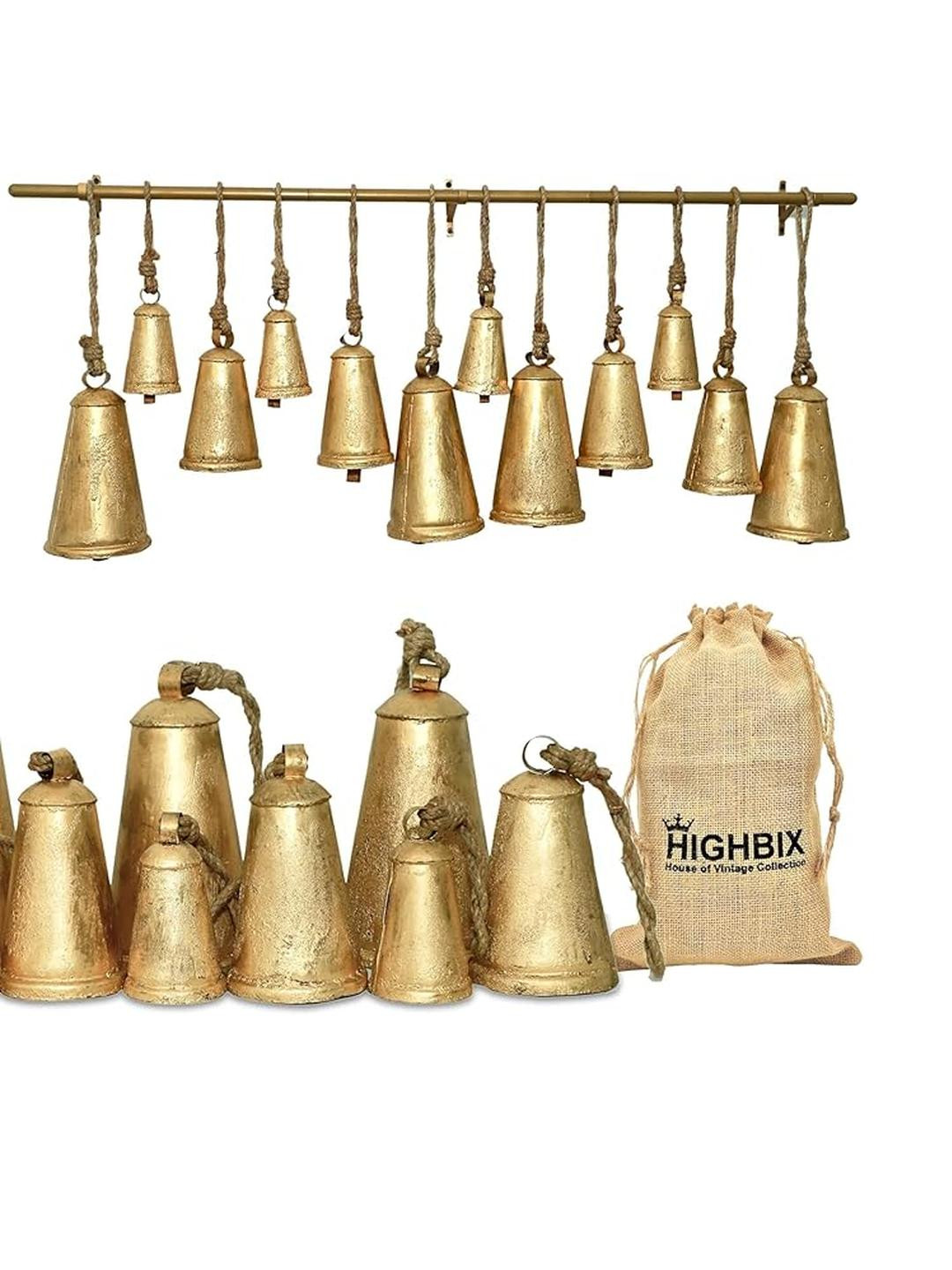 Rustic Handmade Christmas Jingle Cowbells Set of 12 Complete Set Large XL Bells with Metal Hanging