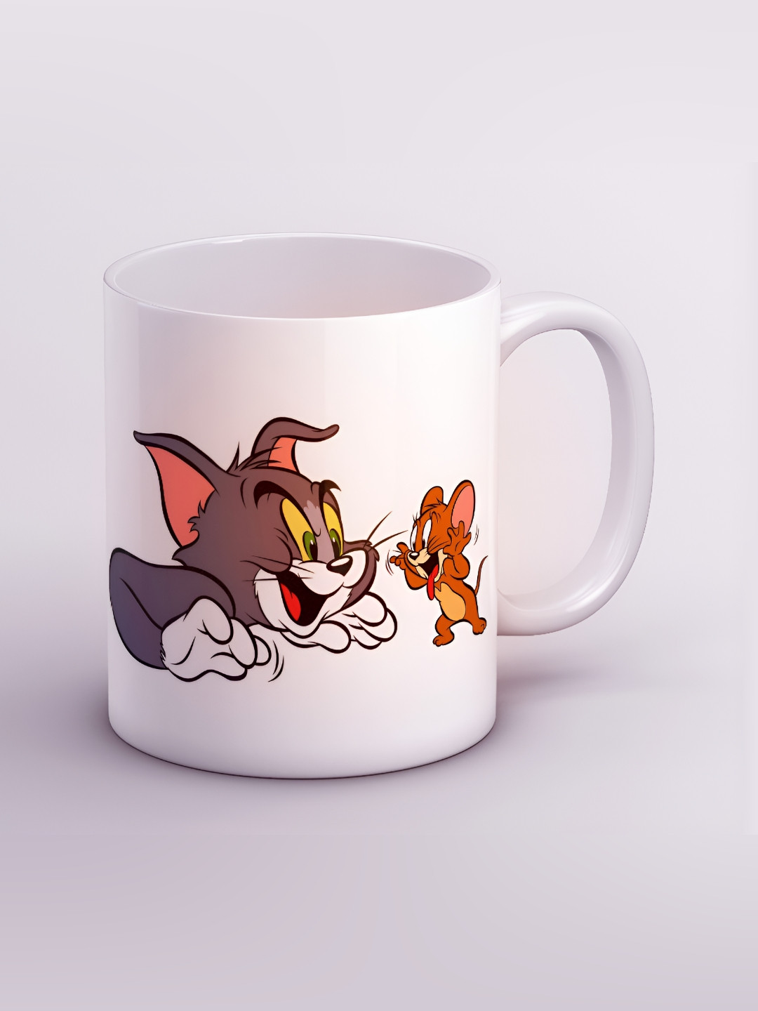 Mr UVD White & Grey Cartoon Characters Printed Ceramic Glossy Mug 350 ml