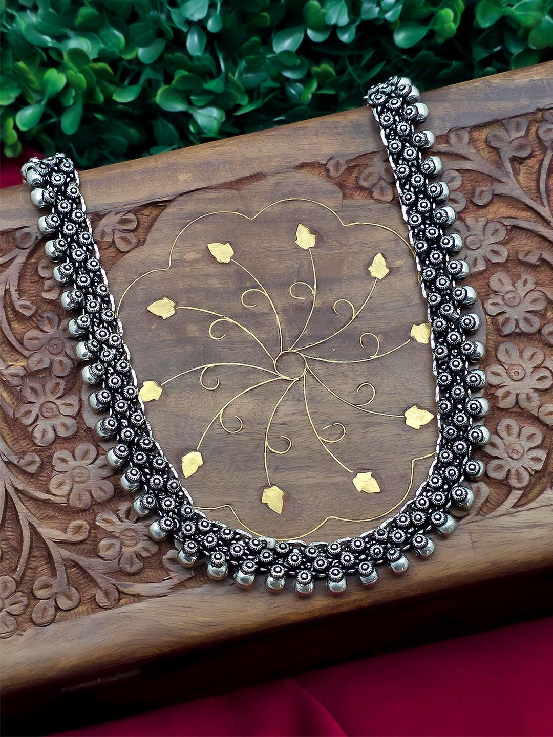 Oxy Jewels Antique Silver Oxidized Long Necklace Jewelry