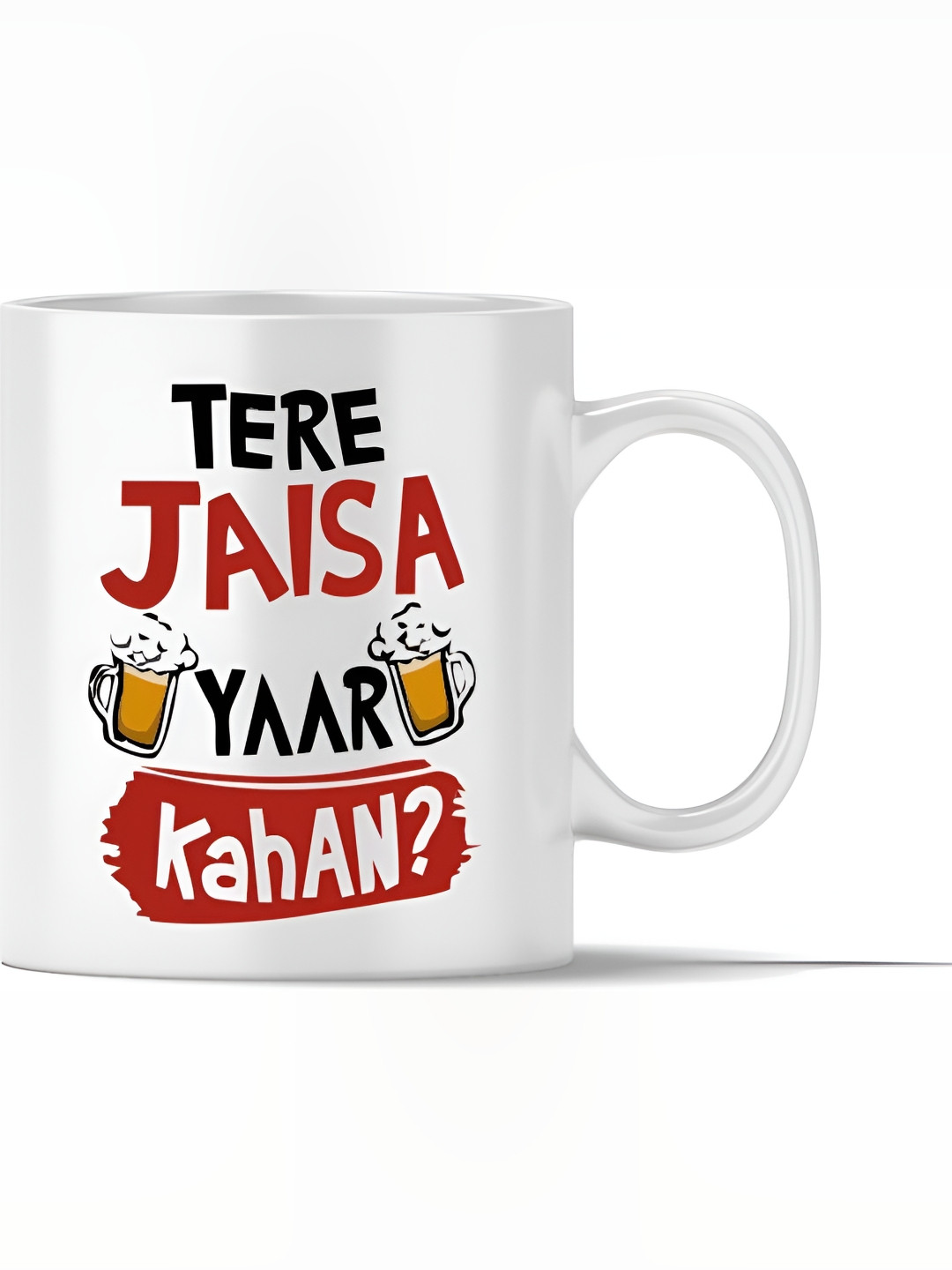 Mr UVD White & Red Typography Printed Ceramic Mug 360 ml