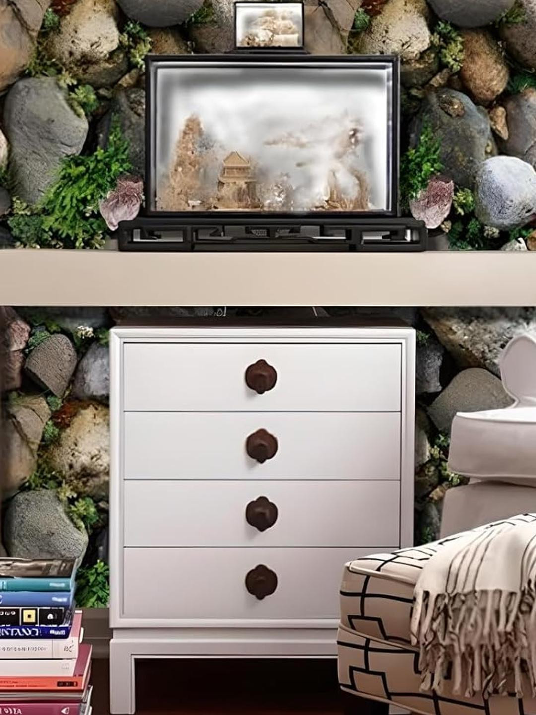 INDIAN ROYALS Multi Colour Brick Stone with Grass Wallpaper