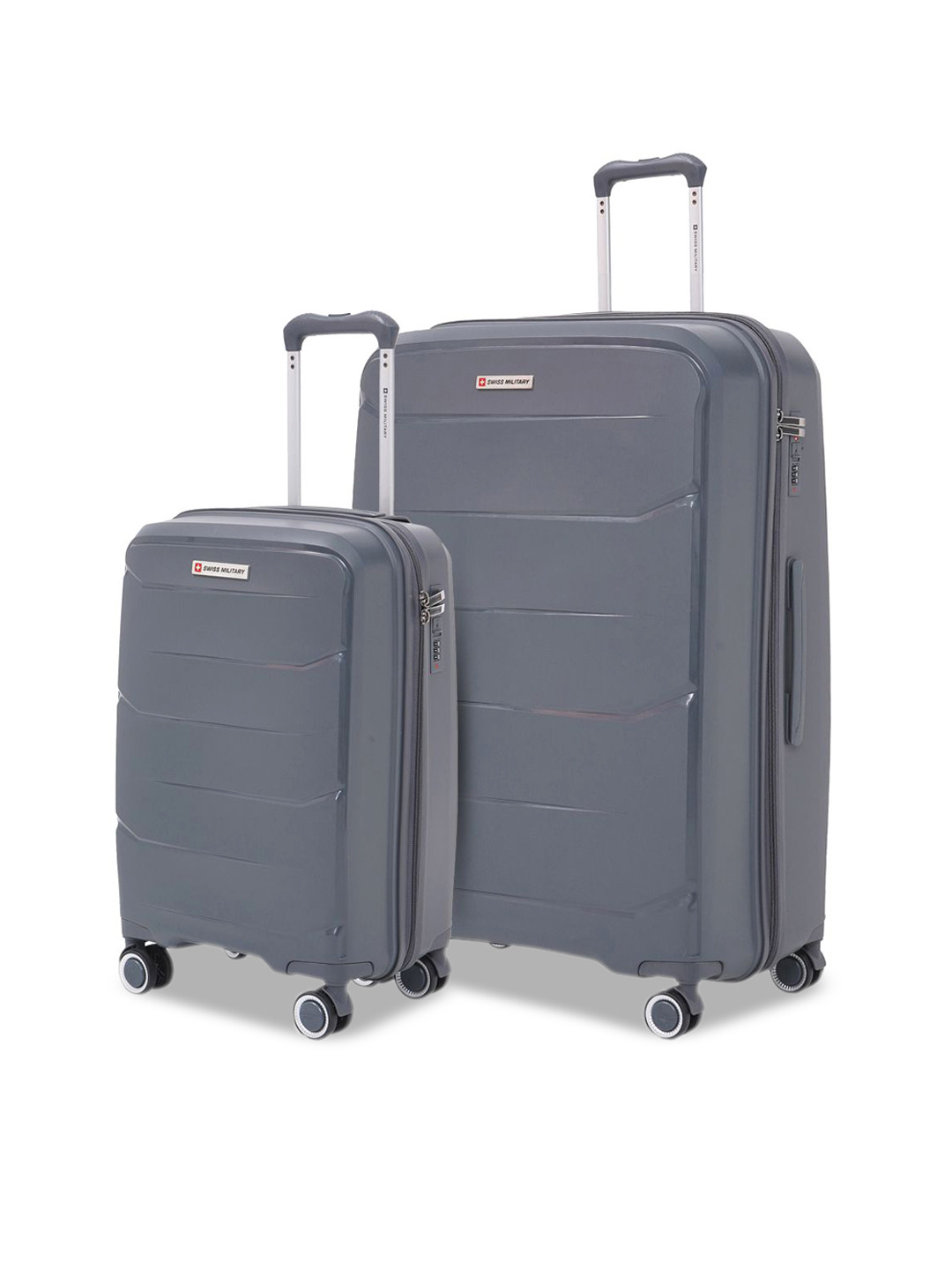 SWISS MILITARY EDGE Set Of 2 3D Design Hard Sided Cabin & Large Trolley Bags