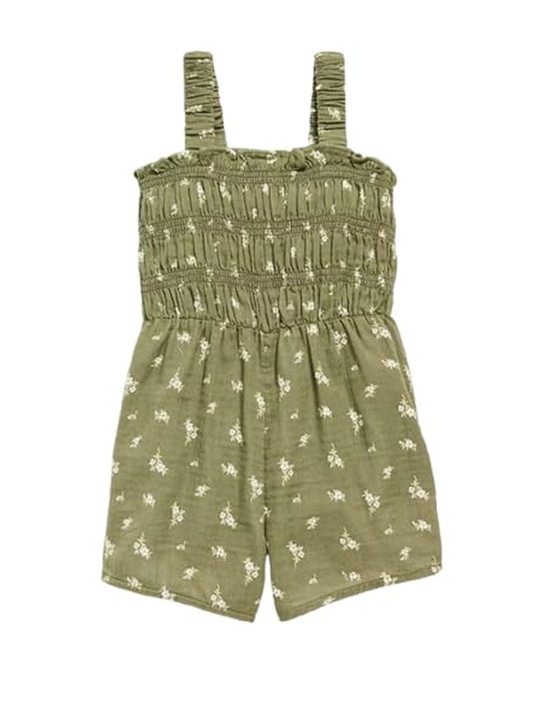 Trooking Fashions Girl's print Double-Weave Green Romper