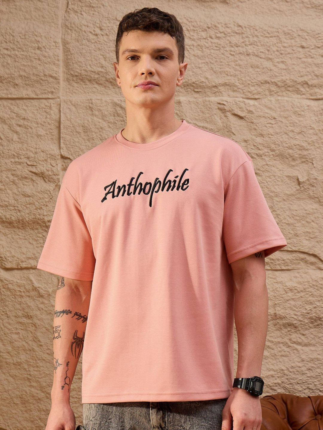 REPRISE Graphic Printed Drop-Shoulder Sleeves Oversized T-shirt