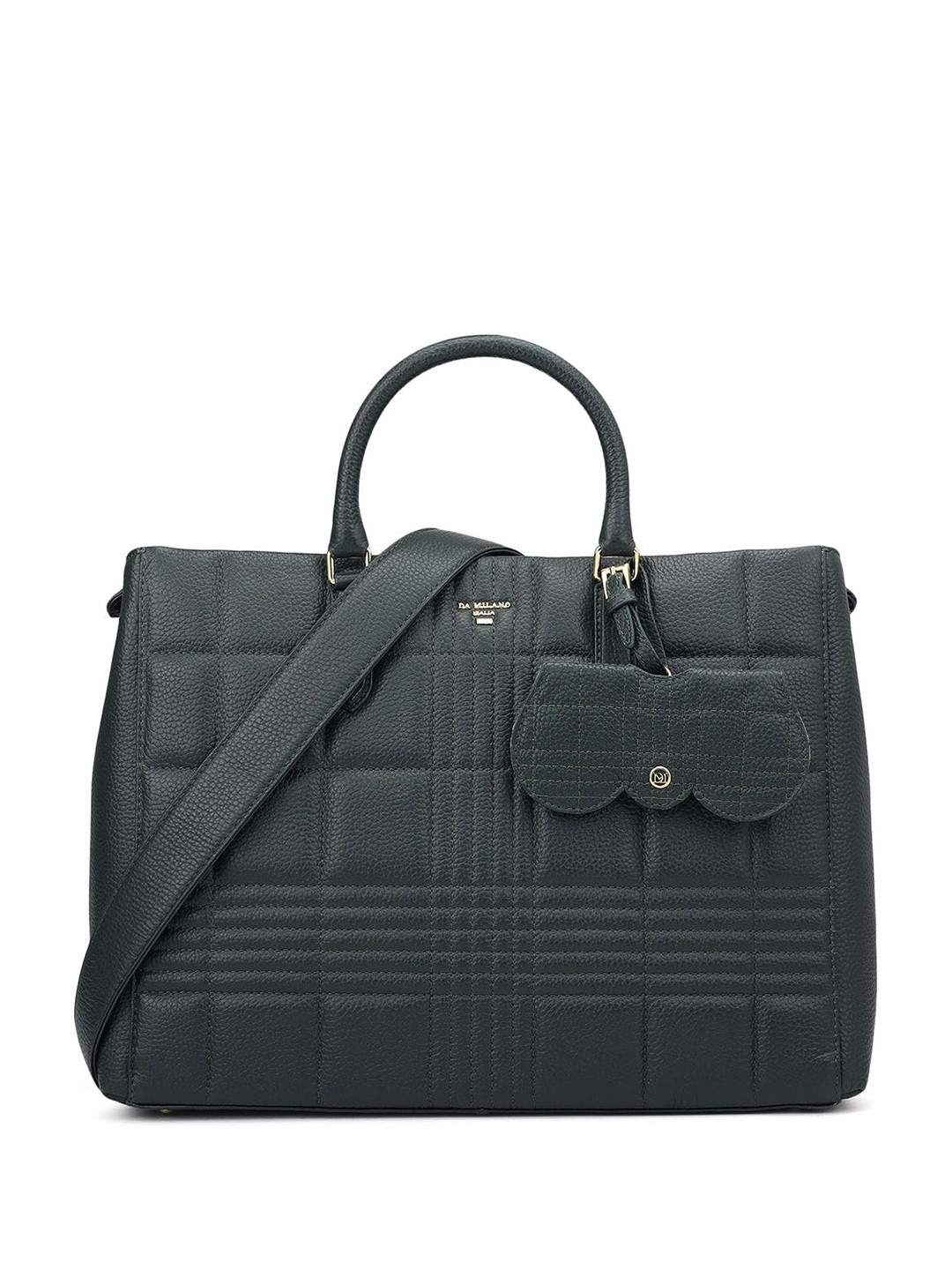 Da Milano Women Textured Structured Quilted Leather Shoulder Bag