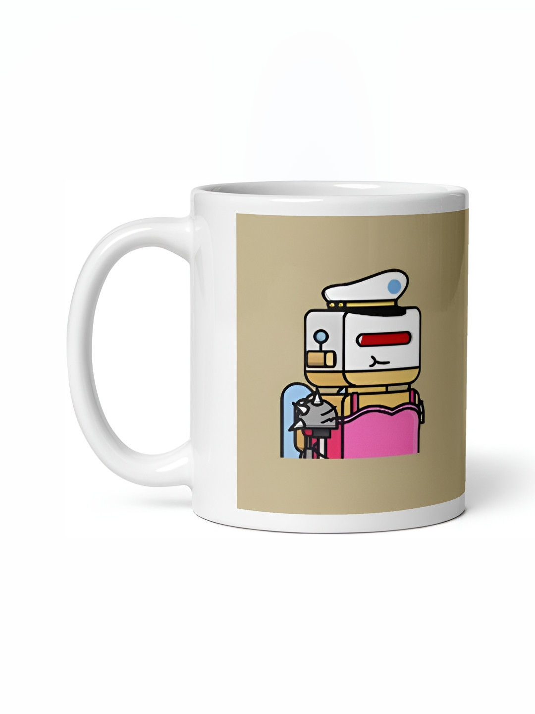 Mr UVD White & Brown Graphic Printed Ceramic Matte Mug 350 ml